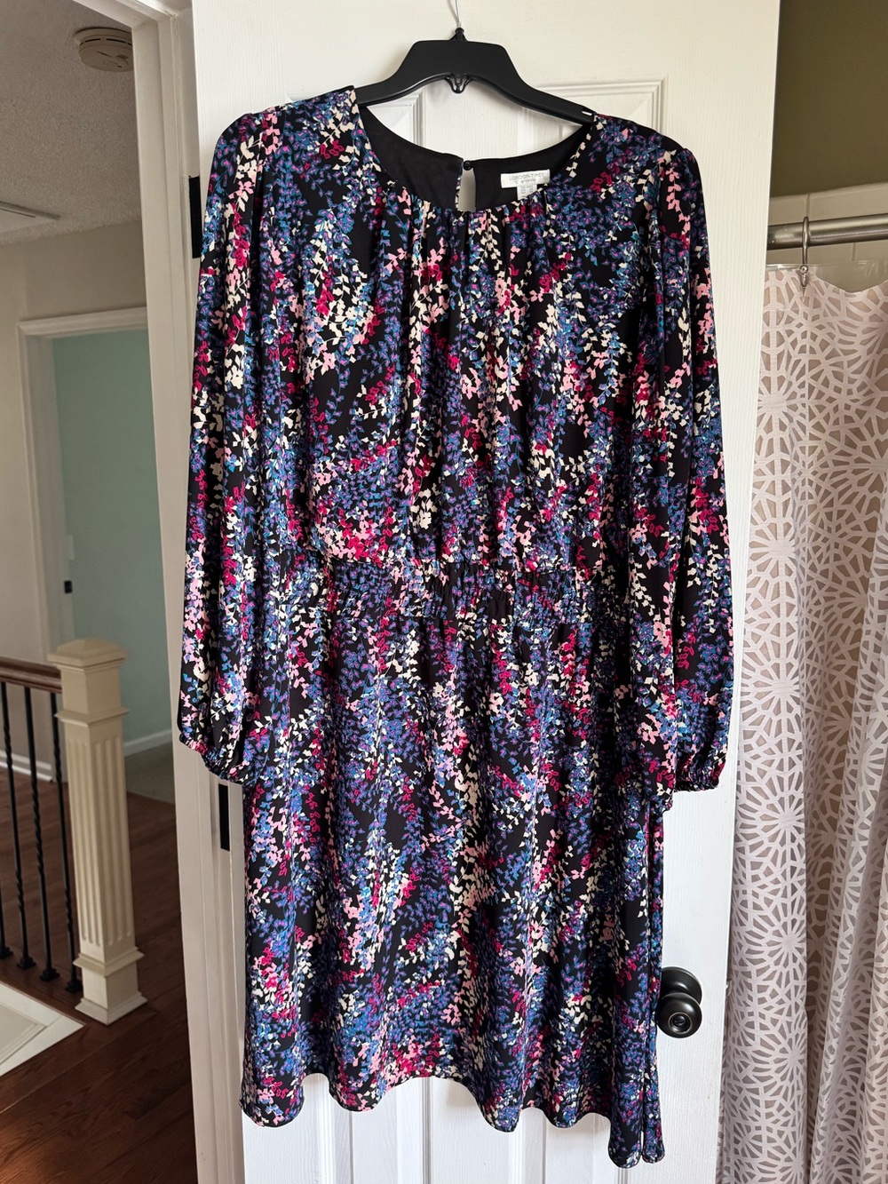 London Times Floral Print Long Sleeve Dress